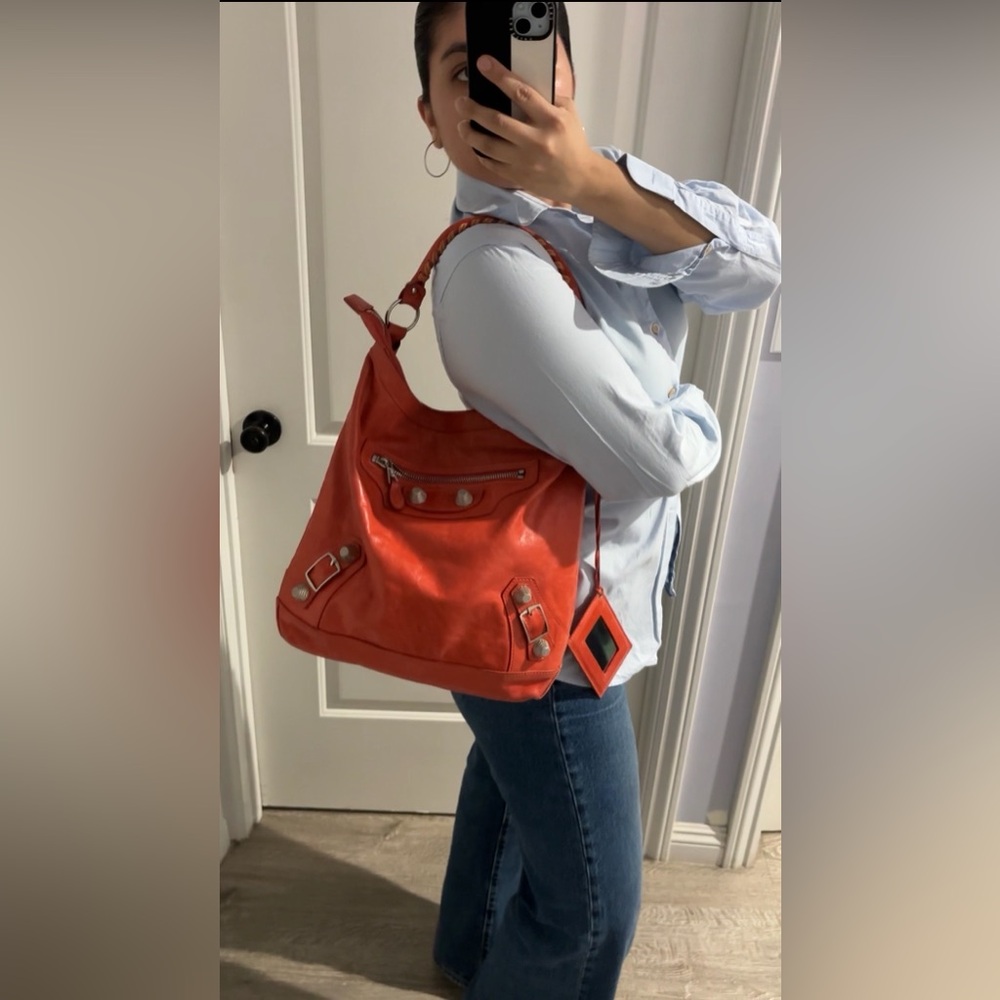 Authentic BALENCIAGA Giant Day Bag with mirror Red/Orange - Picture 2 of 16